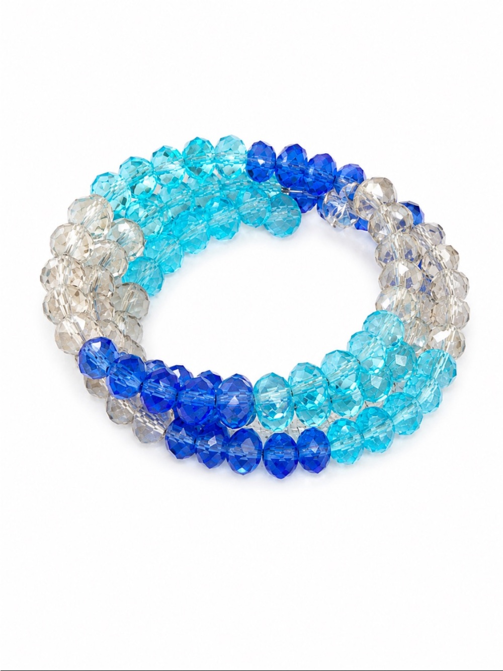 Blue Aqua & Smoky Crystal Multi-Strand Wrap Bracelet
